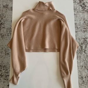 Tan turtleneck cropped sweater